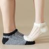 3Pairs Patchwork Floor Plush Socks Winter Warm Boat Socks Women Coral Fleece Socks  For Female Men