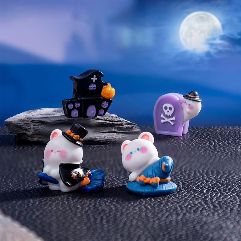 Mini żywiczna statuetka ducha, dyni, zwierzęcia na Halloween, mikro krajobraz, dekoracje na biurko do domu, samochodu