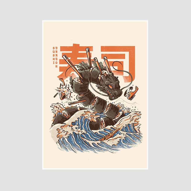 Japanese Food Guide Retro Posters Funny Noodles Poster Mural Wall Art Prints White Paper Art Painting Room Decoration Pictures Home Decor