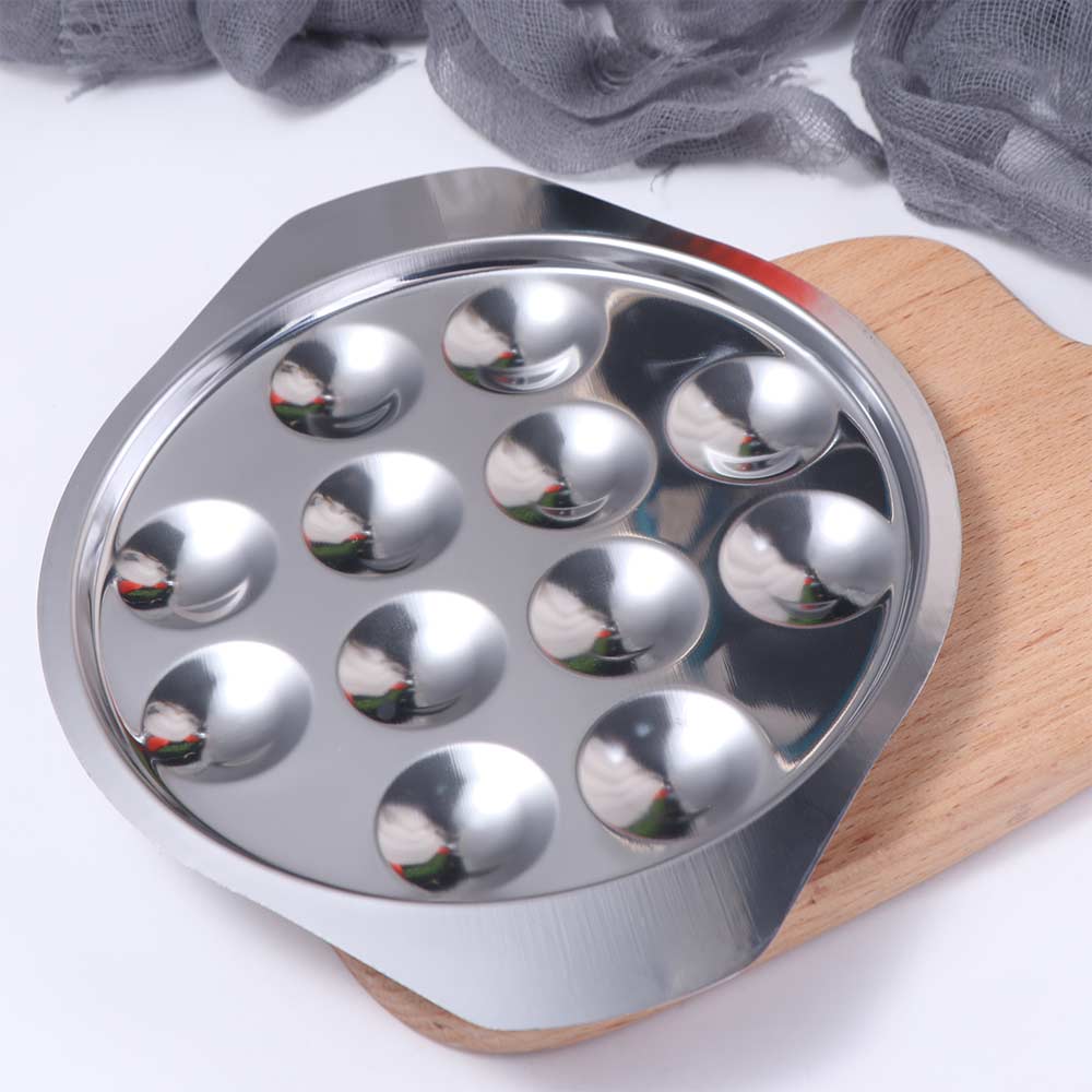 3PCS/SET Round Escargot Serving Tray Elegant Seafood Plates Conch Plates Oyster Plate  Kitchen