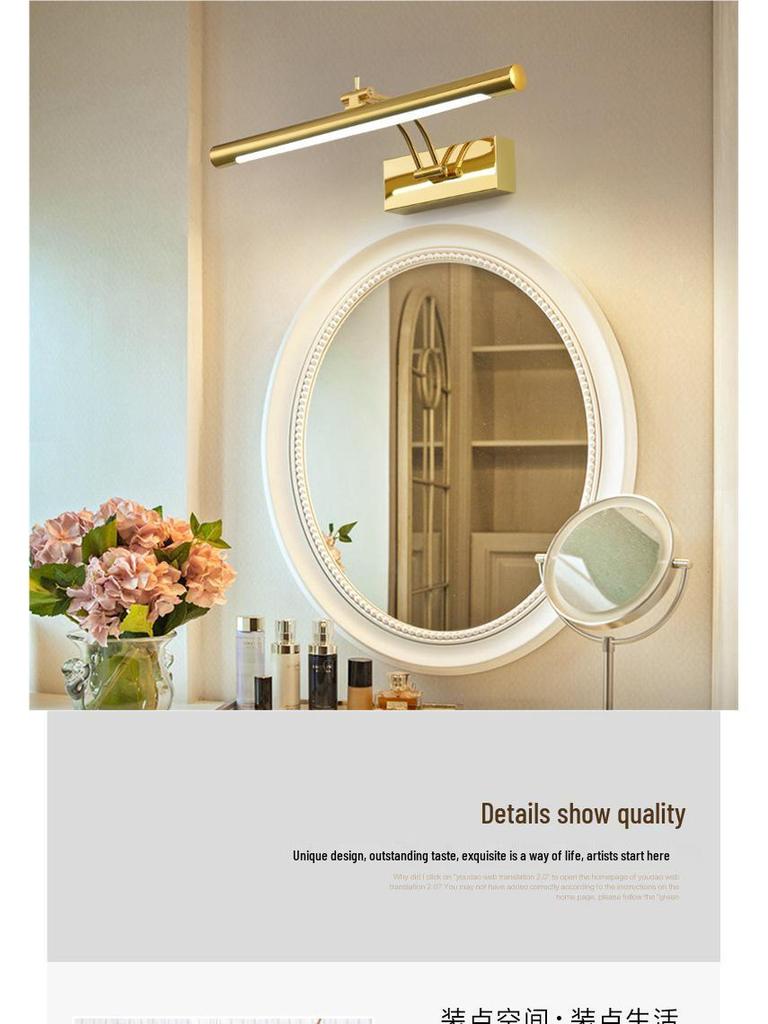Minimalist LED Anti-fog Vanity Light for Bathroom & Makeup Mirror, Drill-free Installation