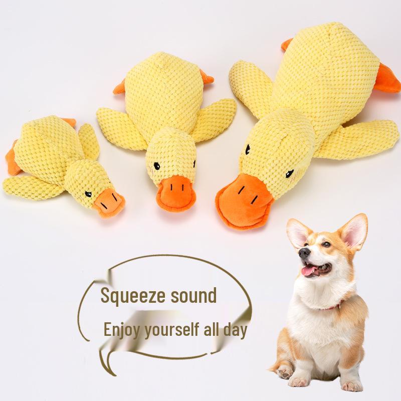 Plush Yellow Duck Dog Toy: Squeaky, Bite-Resistant Teething Companion for Puppies and Dogs