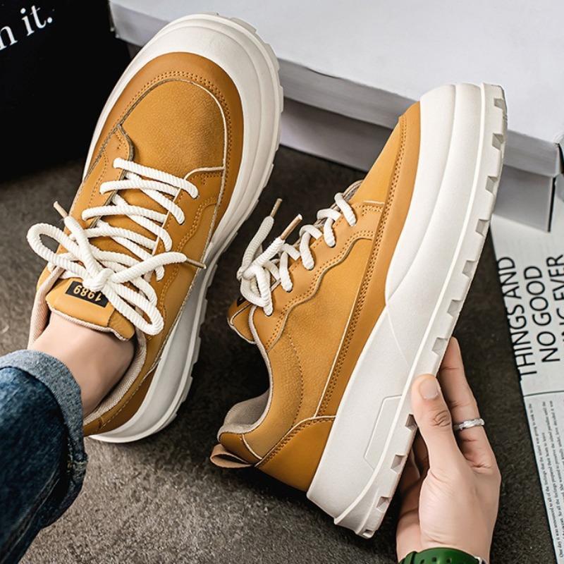2026 Men Platform Leather Casual Shoes Popular Youth Flats Sneakers Outdoor Non-slip Comfortable Man Board Shoes Tenis Masculino