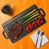 Double Ear Cast Iron Griddle: Rectangular, Double-Sided BBQ & Frying Pan for Outdoor Cooking
