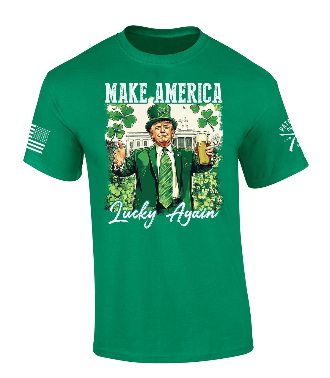 Patriot Pride Men s St. Patrick s Trump MAGA Make America Lucky Again Short L