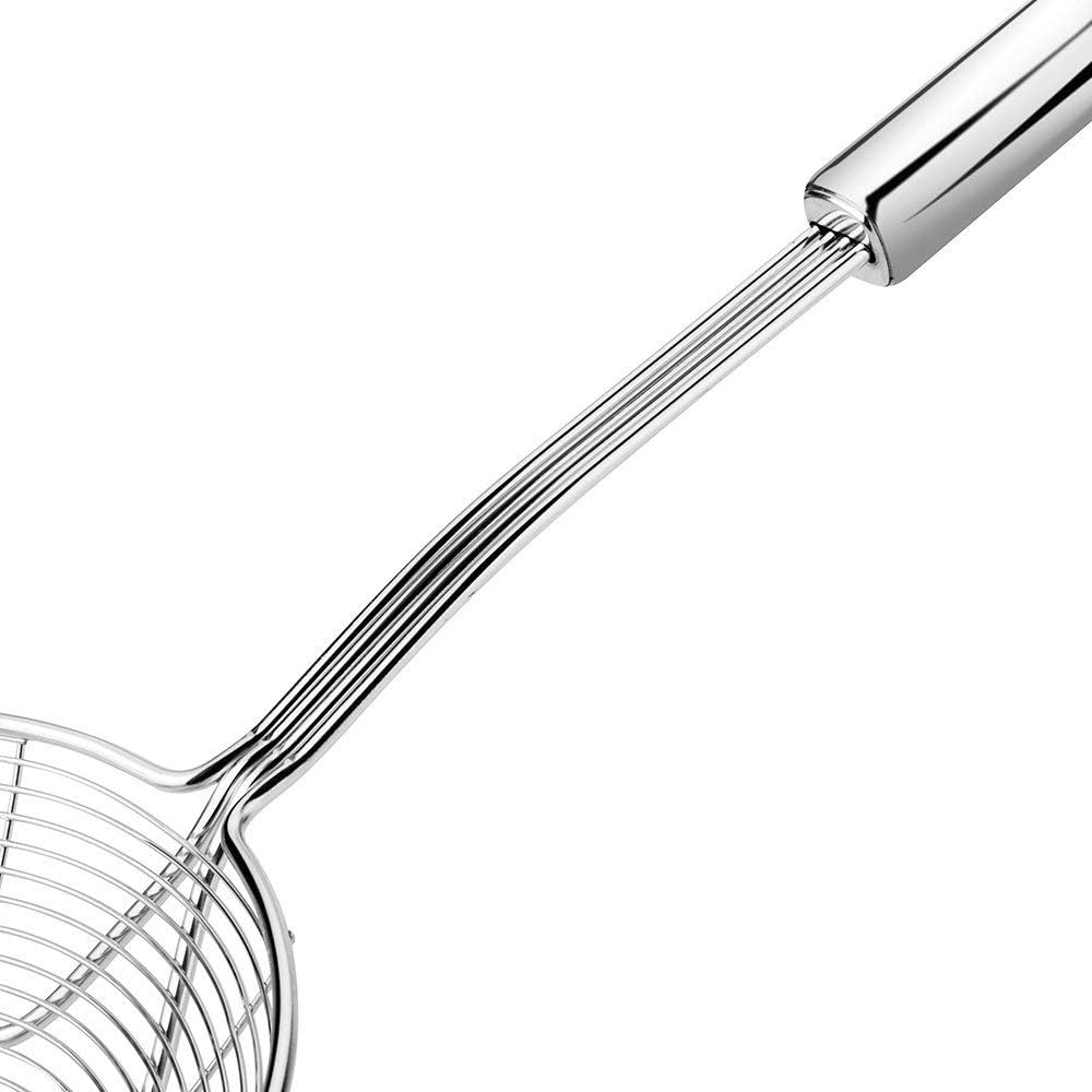 Strainer Skimmer, Stainless Steel Spider Strainer, Ladle for Pasta, Spaghetti, Noodles and Frying In Kitchen – 6 Inches Bowl