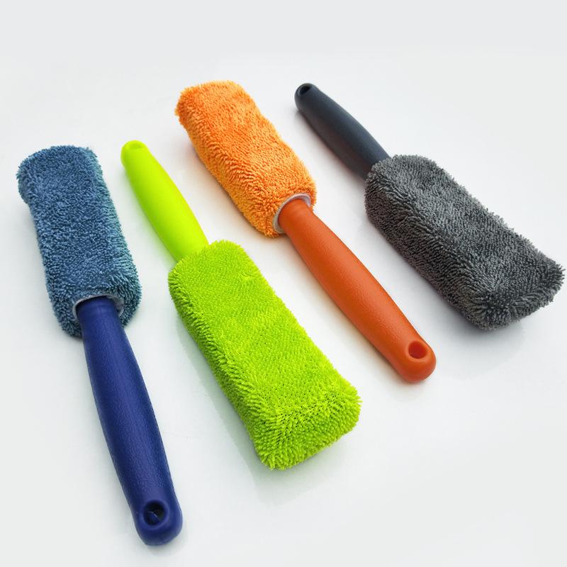 Car Wash Portable Microfiber Wheel Tire Rim Brush Car Wheel Wash Cleaning for Car with Plastic Handle Auto Washing Cleaner