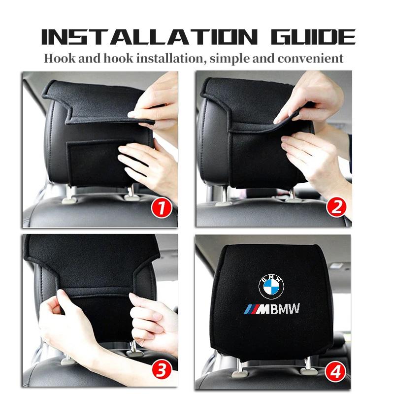 FA4Car Logo Seat Headrest Cover Suede Perforated Pillowcase Pad For BMW M Sport M2 M3 M4 M5 M6 E46 E90 E60 F10 F20 E87 X3 X6
