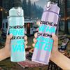 1PC German Language Father Quote Pattern 750ml Color Plastic Sports Water Bottle Leakproof Flip Straw Lid Suitable for Sports Office Home Use