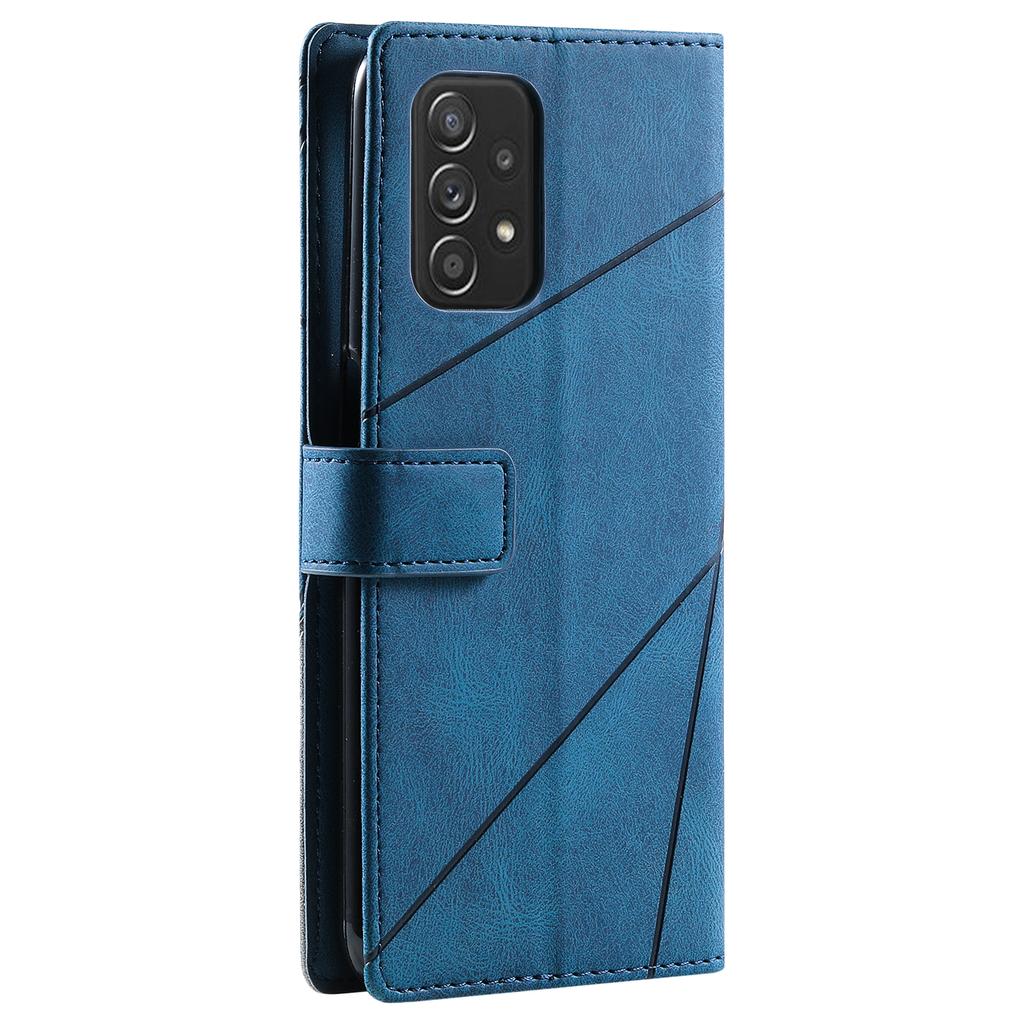 For Samsung Galaxy A53 5G Wallet Case Lines Imprinted Skin-touch Leather Phone Cover