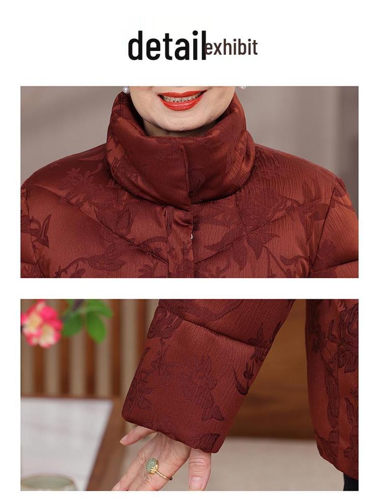 Schwarze Winter-Baumwolljacke für Frauen mittleren Alters und ältere Frauen - Kurz, Stilvoll, Gefütterte Oberbekleidung für Mama und Oma