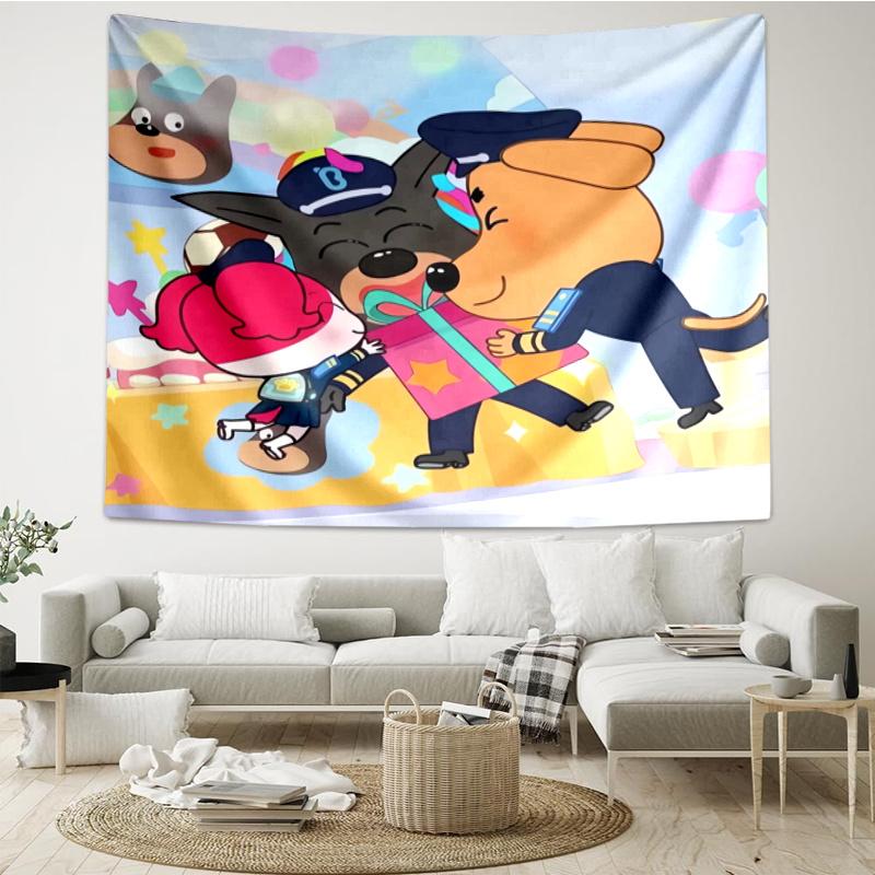Sheriff Labrador Print Tapestry, Backdrop, Easy Setup, Ideal for Bedroom, Office & Living Room, with Aesthetic Wall Hanging Decor.