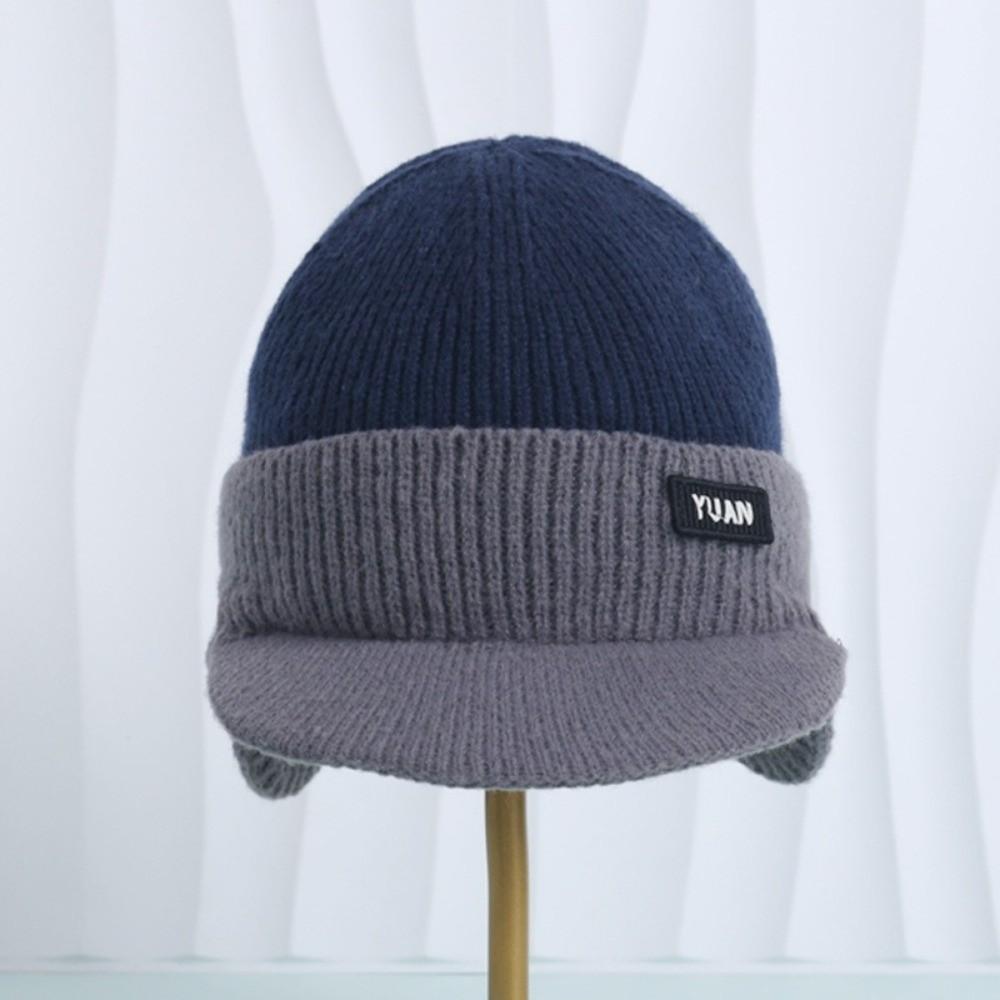 Dual Tone Thermal Knit Beanie Thickened Winter Warm Hat Versatile Couples Hats  Outdoor Activities