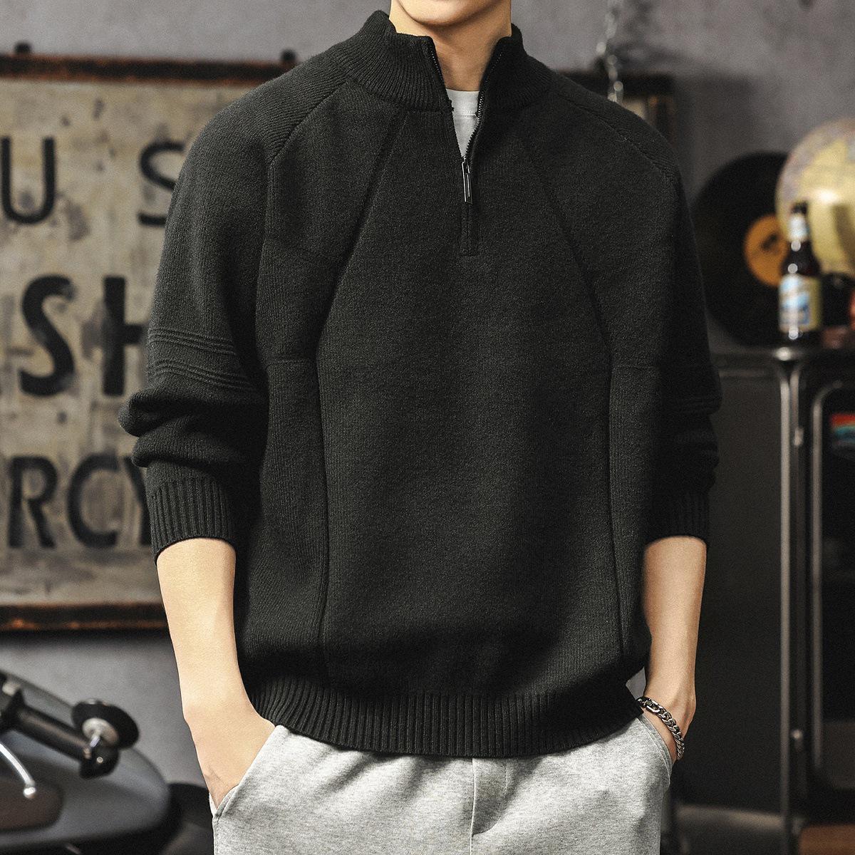 

Men s Heavyweight High-Neck Knit Sweater: Thick, Warm, Loose-Fit Pullover for Versatile Casual Wear. XL (70-80 kg)