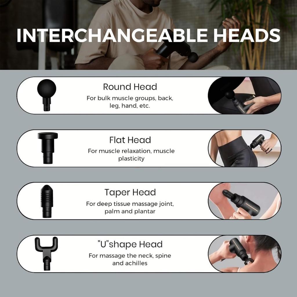 Kalt- und Warmkompresse Faszienpistole Tiefengewebe-Massagepistole 6 Geschwindigkeiten Handheld Perkussionsmassagegerät für Körper Rücken Nacken Beinmassage