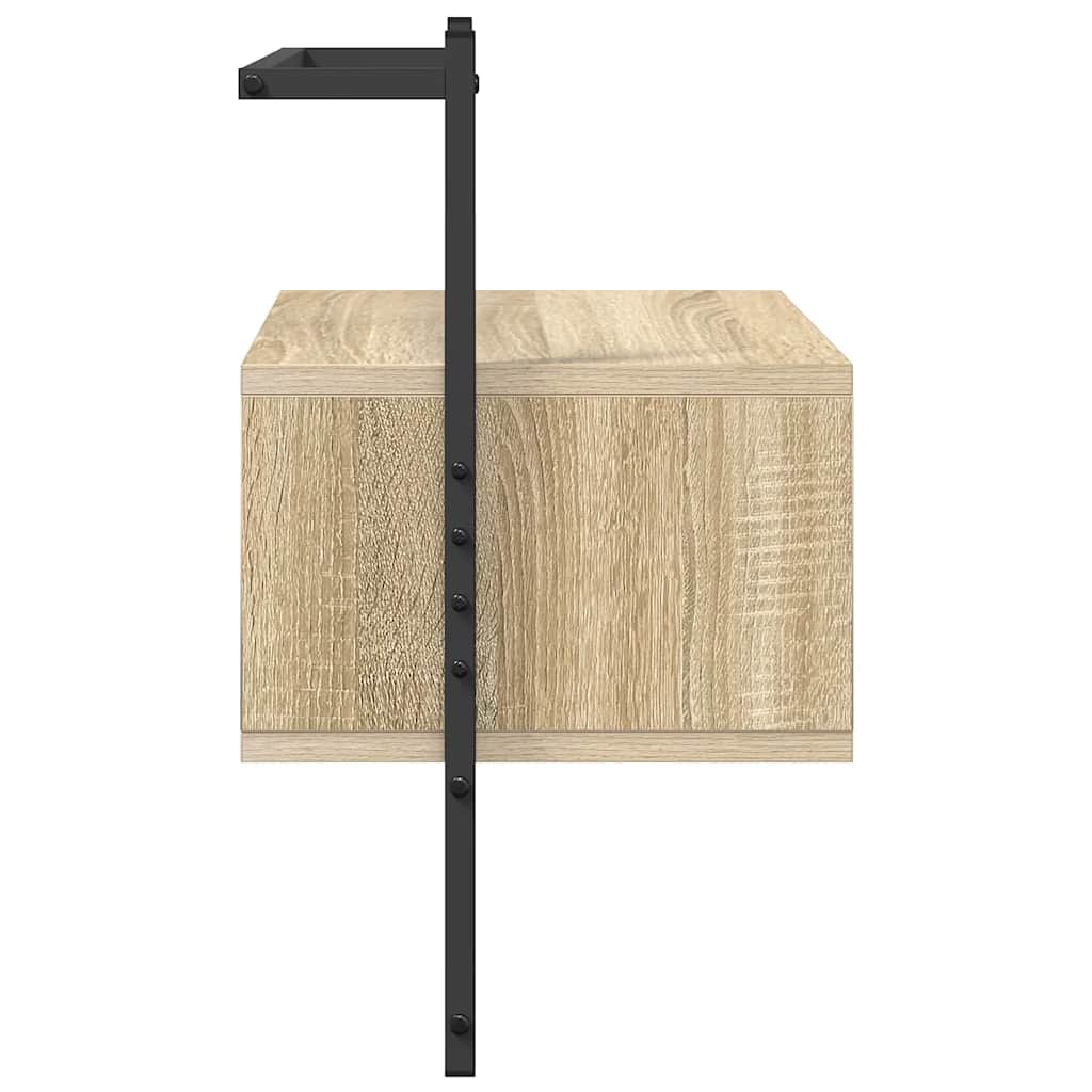 Wall Mounted Nightstand In Sonoma Oak 35 X 30 X 51 Cm Engineered Wood