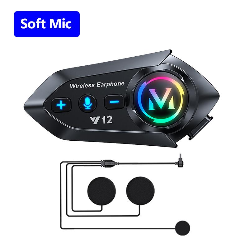 

Y12 Motorcycle Helmet Headset Bluetooth V5.4 IP56 Deep Waterproof CVC+DSP Noise Reduction Connect 2 Mobile Phone Battery 500mAh
