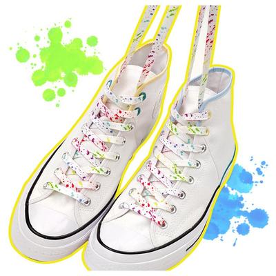Rainbow Shoelaces for Sneakers Quality Fabric Ink Splatter Shoe Laces Fashion 0.8cm Flat AF1 Laces for Shoes 100/120/140/160CM