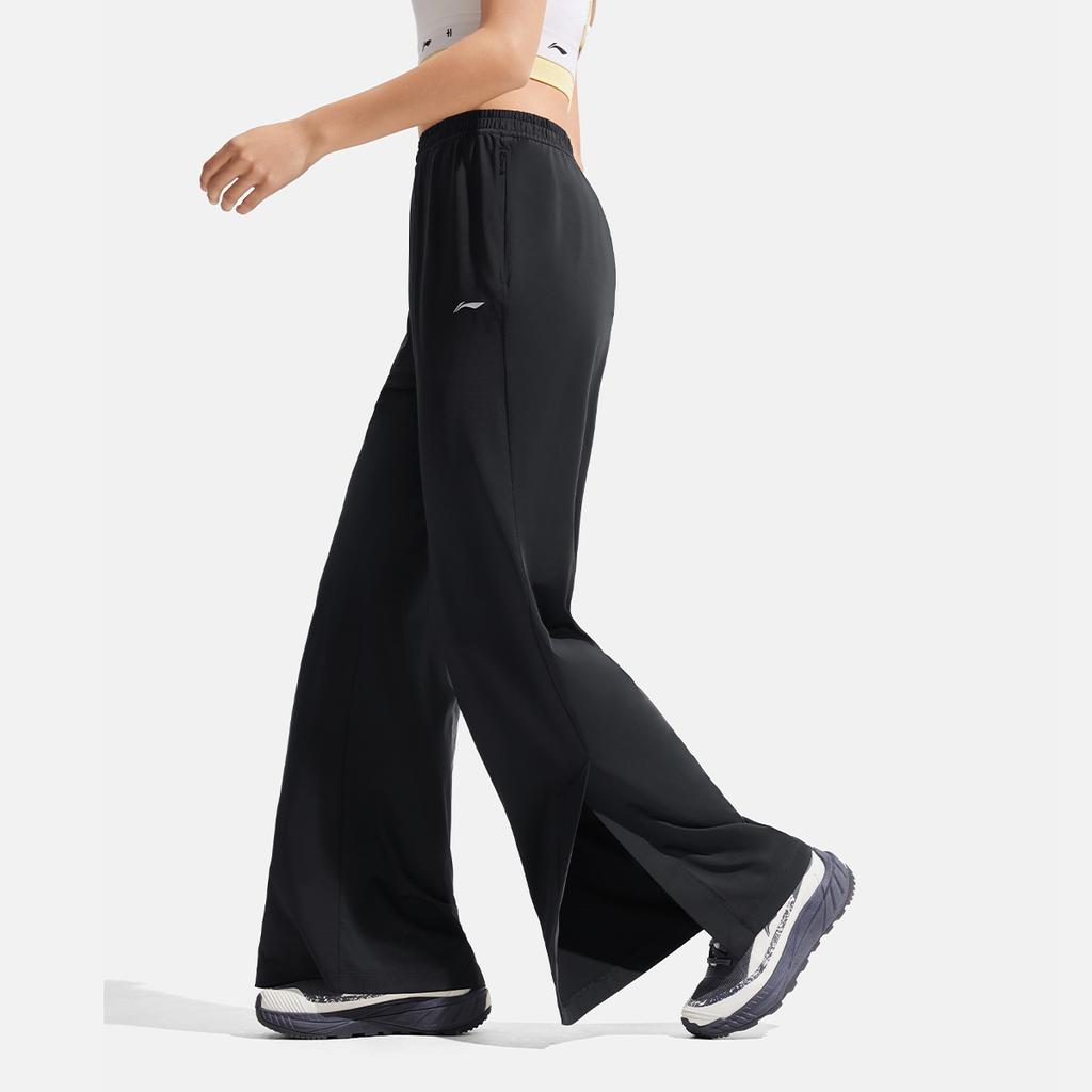 Li Ning Fitness Series Casual Ice Silk Quick-Dry Cool Comfortable Versatile Knitted Sports Pants Women Pants Black AKYV188-4