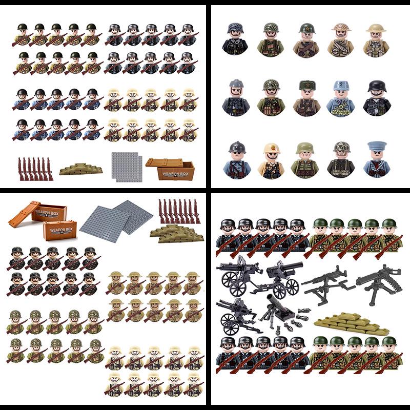 WII Military Figure Building Blocks: Weapons & Soldiers Toy Set for Boys