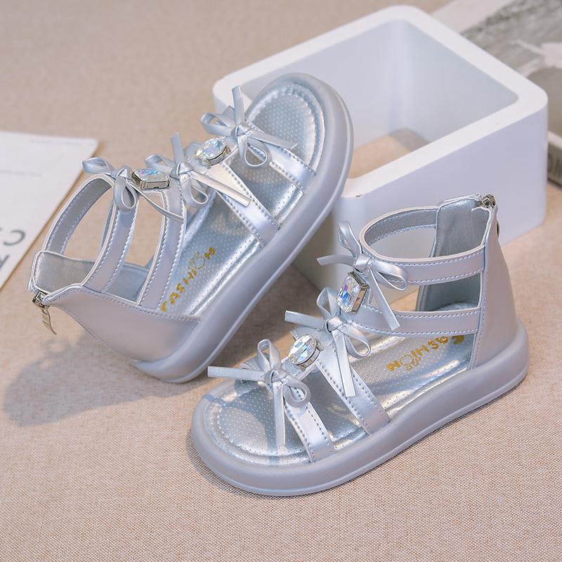 *Fashionable New Diamond Elegant Bag with Princess Sandals for Women Summer Round Bow Sexy and Comfortable Children's Sandals