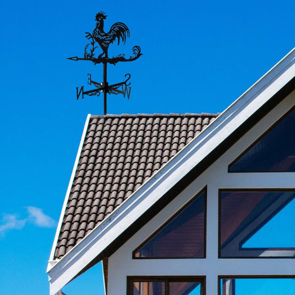 Stainless Steel Weather Vane, Rooster Metal Weathervanes Garden Chicken Wind Direction Indicator Farm Scene Weathercock