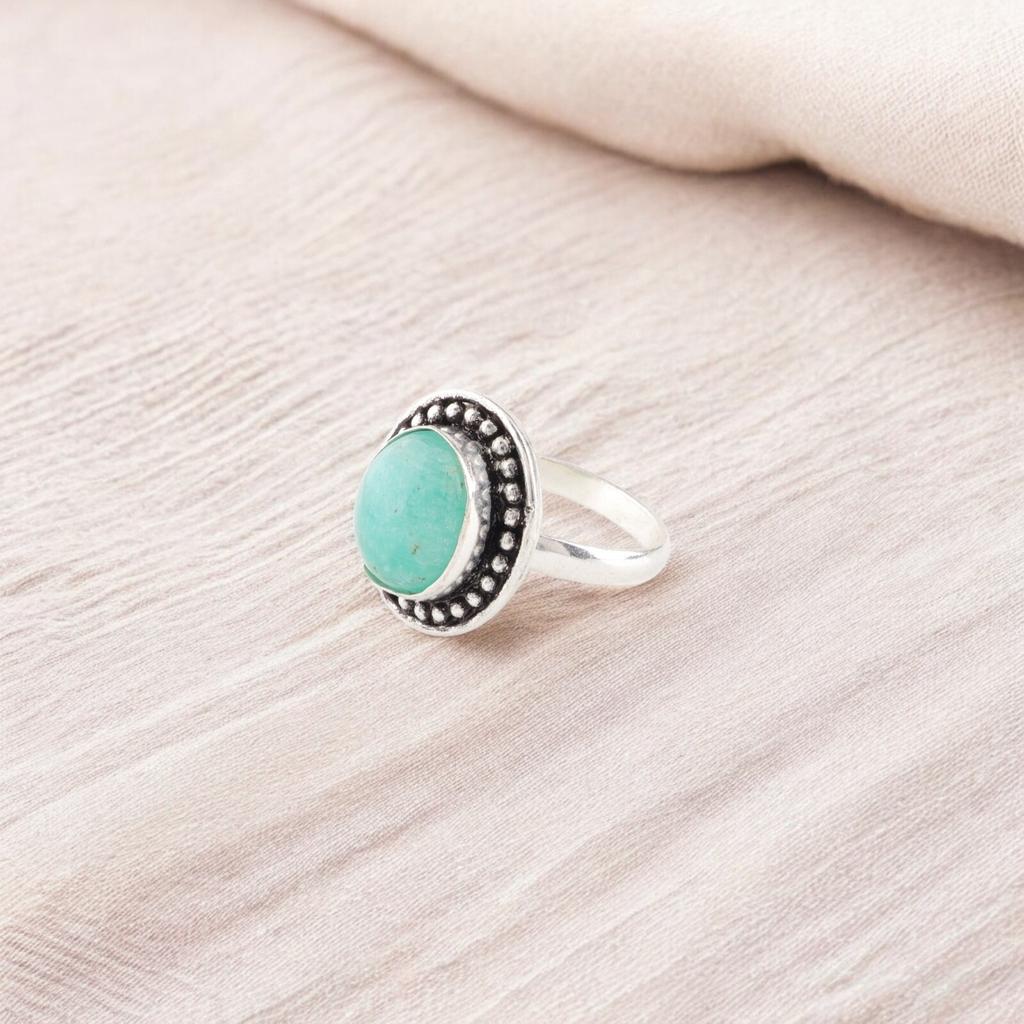 Natural Amazonite Gemstone 925 Solid Silver Jewelry Handmade Ring Gift For Mom RR-62-22