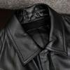 Herbst Winter Männer Faux Leder Jacke Revers Lange Ärmel Patten Taschen Motorrad Mantel Zipper Knopfleiste Slim Fit Männlichen Outwear