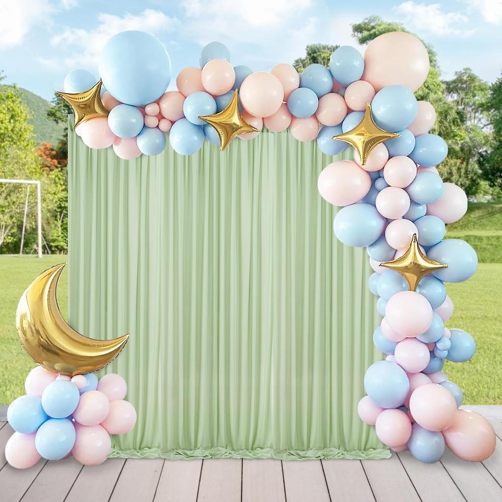 White Sheer Chiffon Backdrop Curtains, Wedding Backdrops Drapes for Birthday Party Photo Back Drop Background Home Decorations