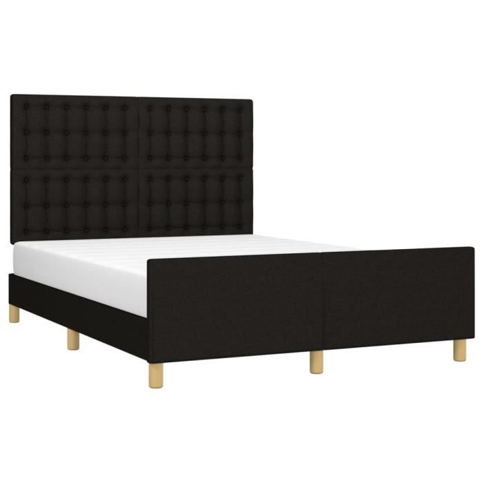 VidaXL Bed Frame with Headboard Black 140x190 Cm Fabric3125375