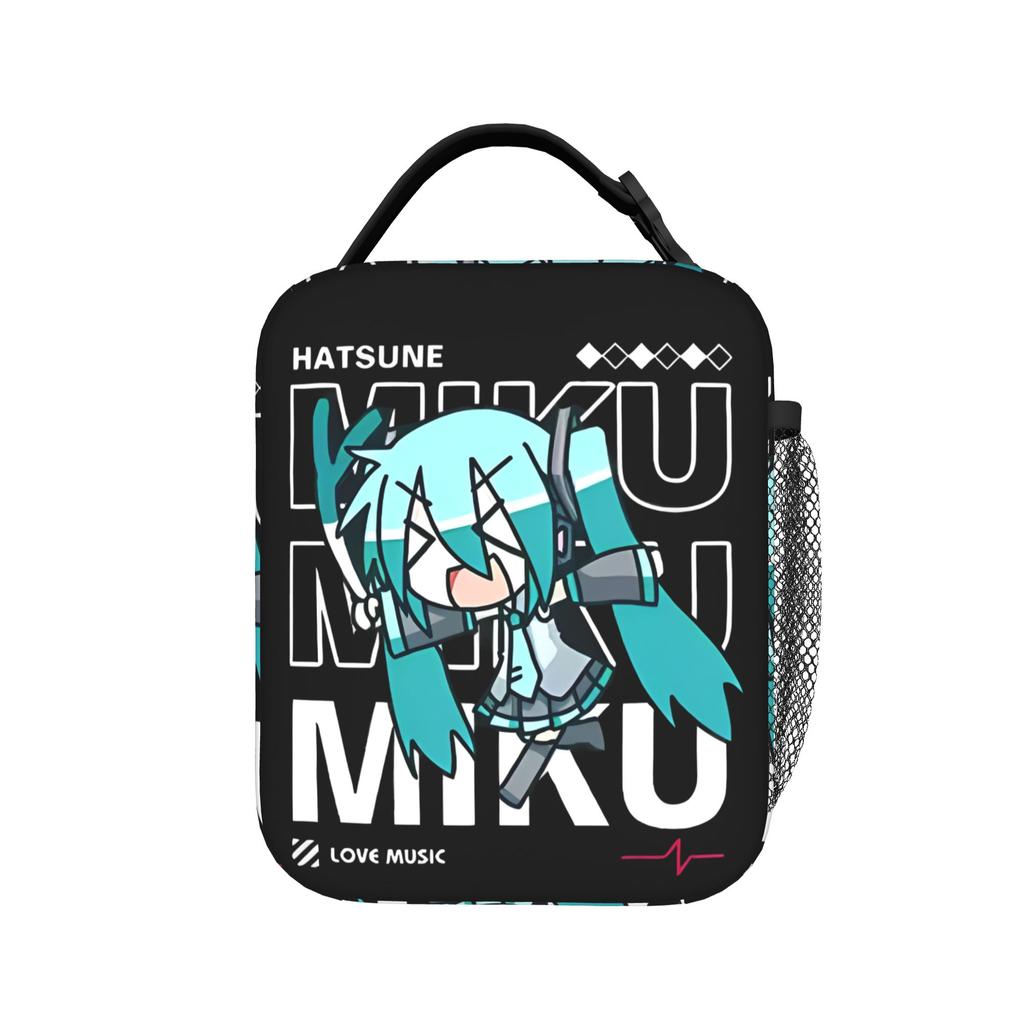 Hatsune Miku Manga Insulated Lunch Bags High Capacity Reusable Thermal Bag Tote Lunch Box School Picnic Bento Pouch