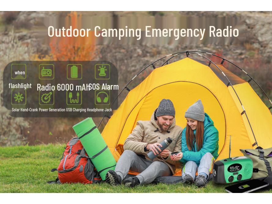Multi-Function Solar Hand-Crank Radio with Light, Power Bank, and Large Speaker
