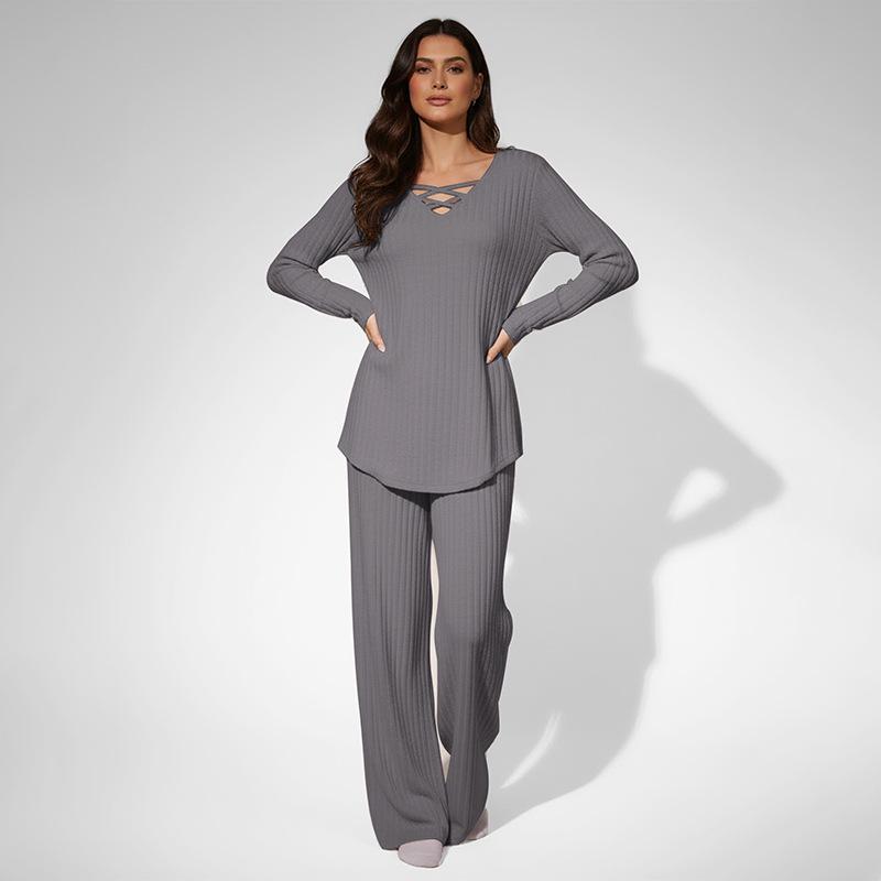 

Autumn Winter Women s Casual Fashion Suit - Long Sleeve Top & Thickened Long Pants Extra Large темно-серого