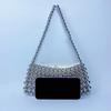 Vintage Pearl Chain Handbag Simple Portable Street Stroll Handbags for Women Handmade Weaving Bags Single Handle