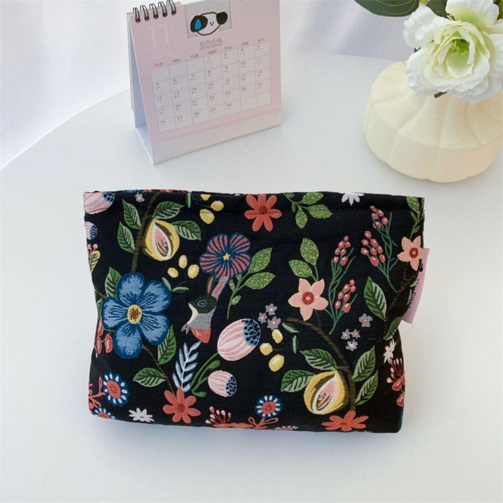 

Large Capacity Clutch Jacquard Storage Bag Korean Style Makeup Bag Embroidered Cosmetic Bag Travel чёрный