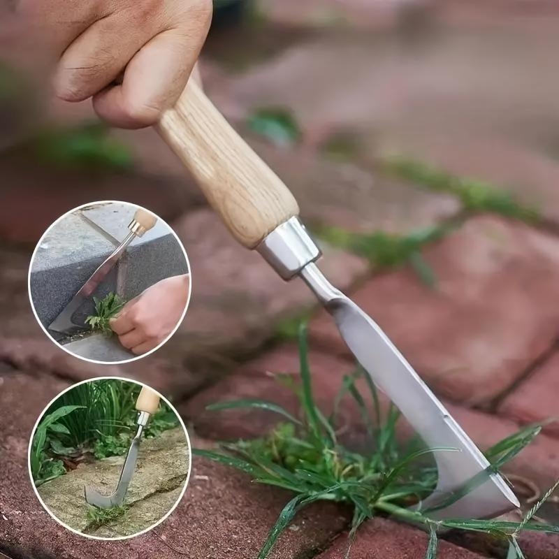 Stainless Steel Gap Weeding Tool L-Shaped Multi-Purpose Garden Hand Tool 13.5Inch For Clearing Weeds On Yard Patio Driveway