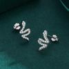 MODIAN 925 Sterling Silver Shining Cubic Zirconia Snake Stud Earrings For Women Animal Earrings Trendy Women Jewelry