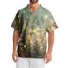 Men's Printing Short Sleeve V-neck Working Blouse Chest Pocket Carer Top