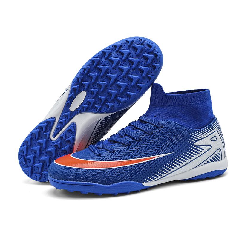 New high-top football shoes, youth and students artificial grass sports training shoes, men's and women's long broken nail sneakers