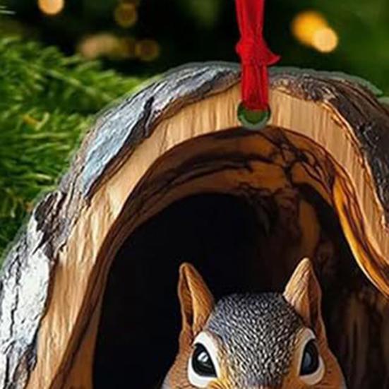 5Pcs Animal Christmas Ornament Set Acrylic Car Interior Pendant 2D Acrylic Forest Animal Decoration for Christmas Tree Home