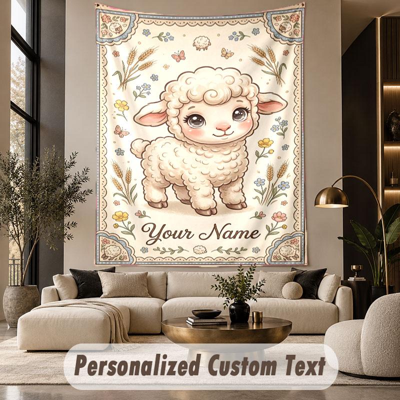 Floral Garden (621) Theme Wall Tapestry Customized With Name Text Personalized Hanging Tapestry For Bedroom Living Room Decor