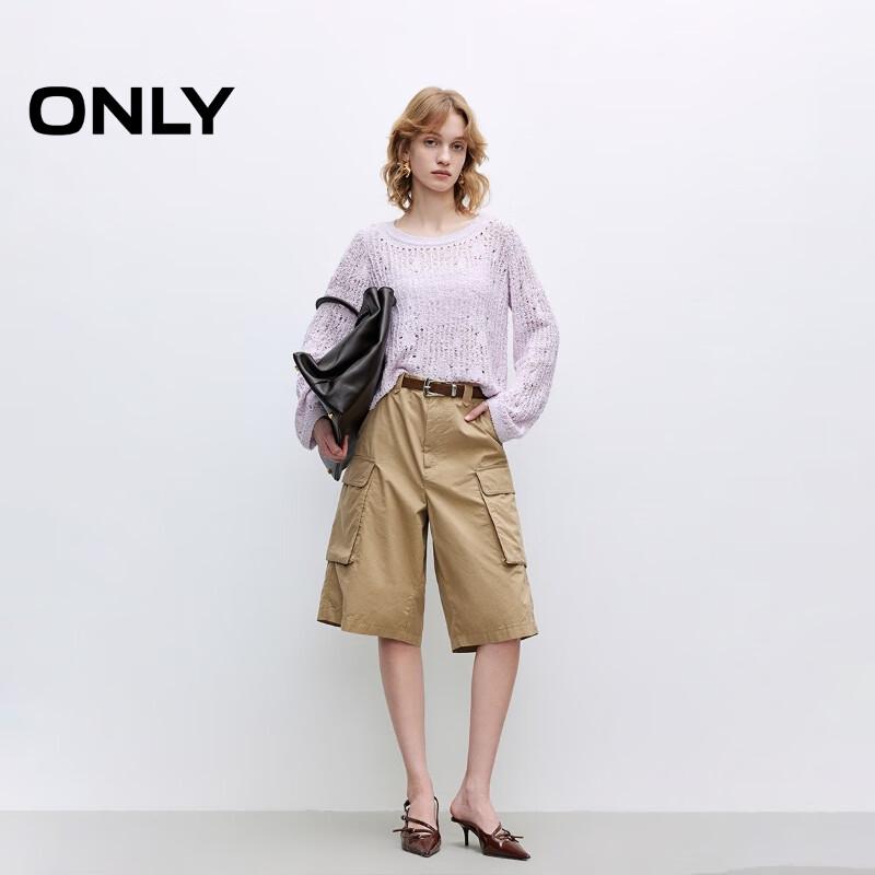 ONLY Women's 2025 Autumn Soft Loose Boat Neck Knit Sweater