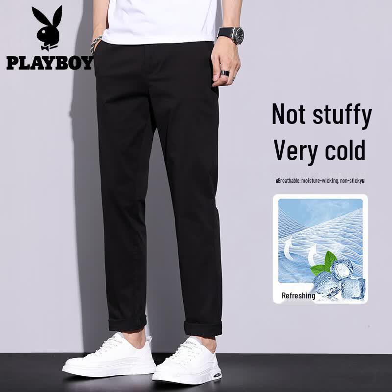 PLAYBOY Men s Straight Fit Cropped Chinos 28