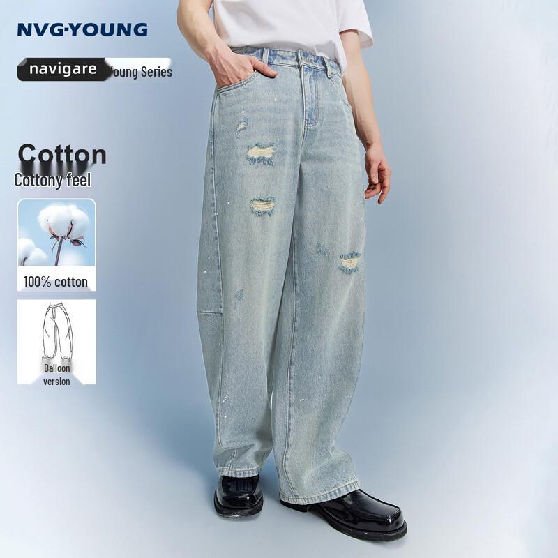 Джинсы мужские прямые рваные свободного кроя NVG·YOUNG 32