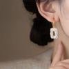 European and American retro diamond-set geometric square pearl stud earrings temperament earrings women