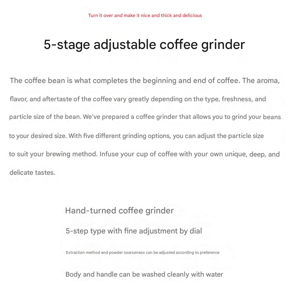 5-Stage Adjustable Manual Coffee Grinder 300ml