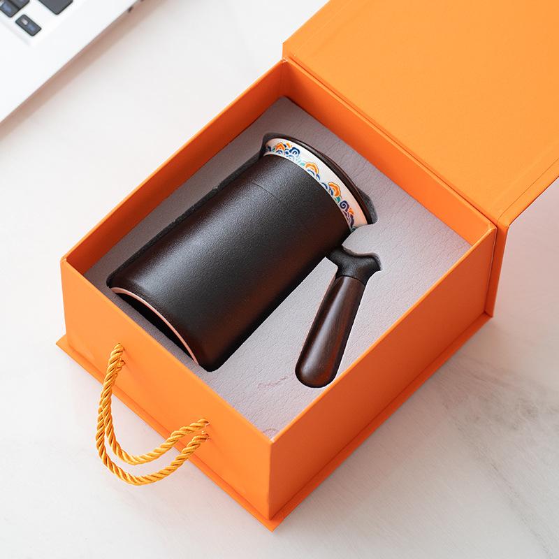 Coarse pottery personal special ceramic tea cup office home high-end business gift tea separation at hand