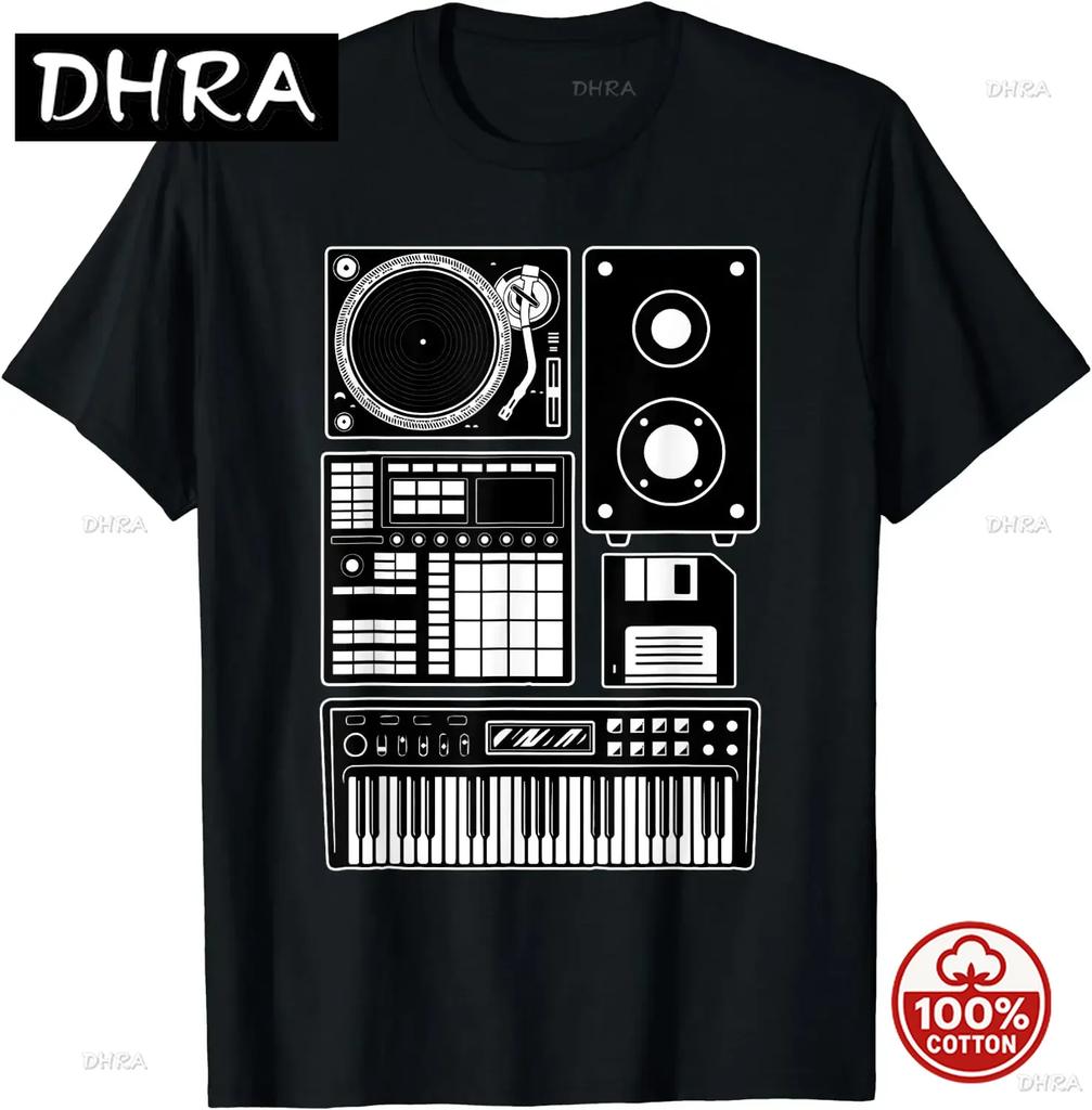 Retro Dj Music Producer Gear Tshirt Vintage Electronic Music Equipunisext Unisex Loose Soft 100 Cotton 2026 Summer Oneck Tshirt