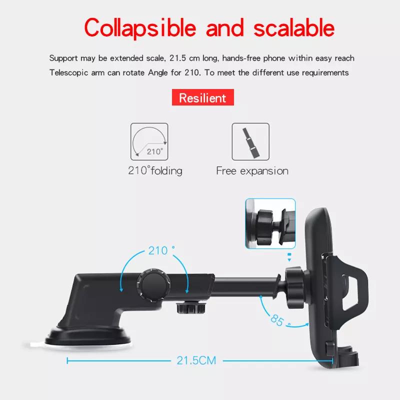 Adjustable Stable Car Phone Holder Adjustable Height Suction Cup Air Vent Clip Universal Carbon Fiber Texture Mobile/GPS/PDA