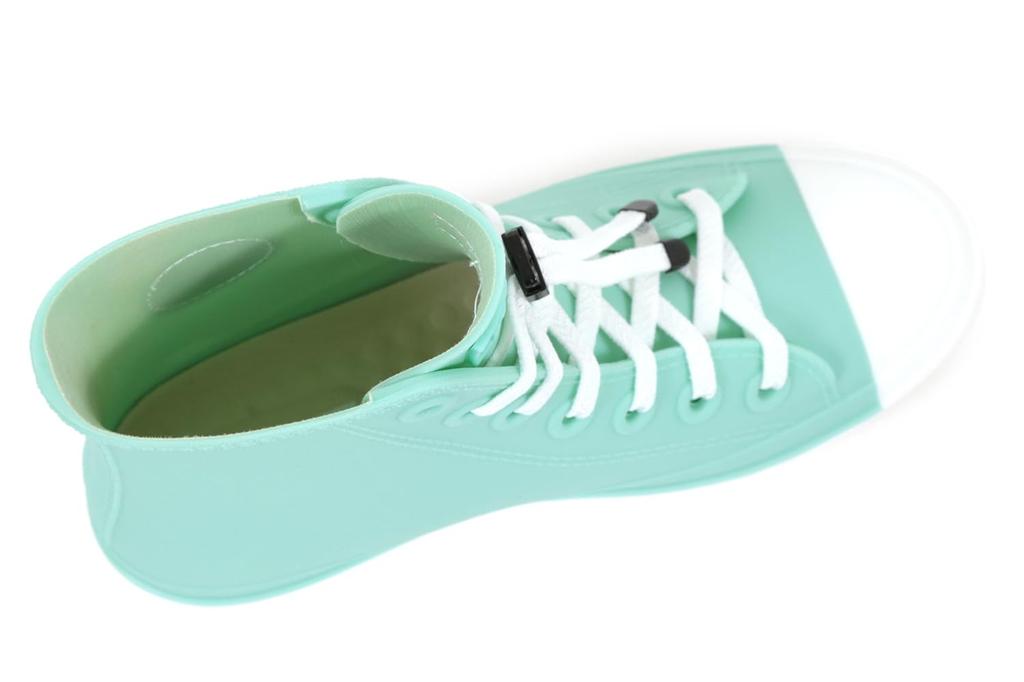 Mozu Rain Rubber TPE with Colorful Ice Cream Size 23cm Shoes, Shoelaces, Eco-Friendly Sneakers, High-Top, Junior/Women's, Insoles, Mint,